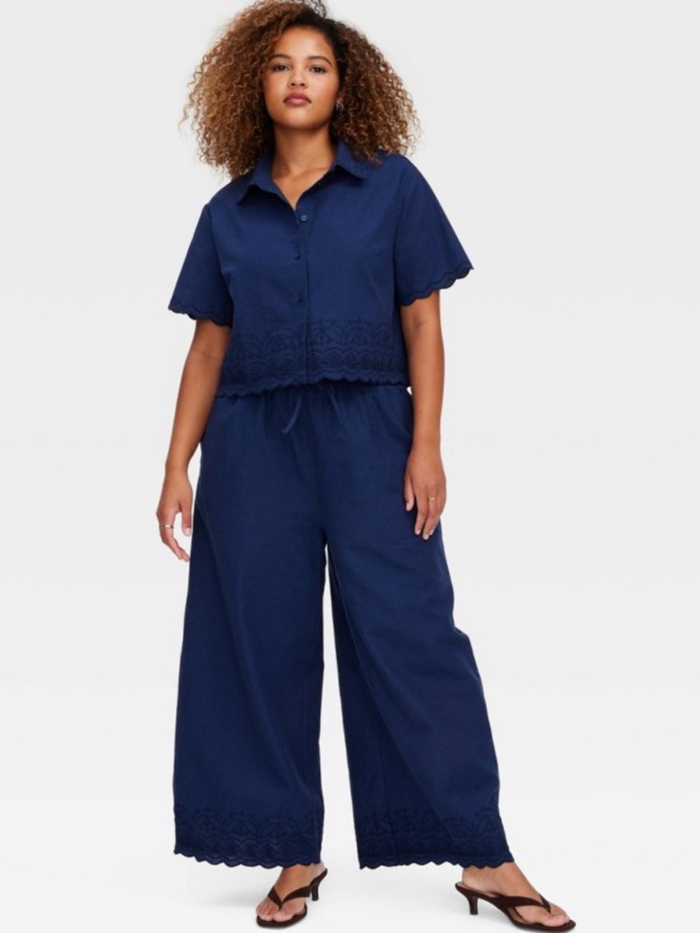 Roller Rabbit x Target Women's Scalloped Hem Drawstring Pants - Navy Blue - M - Picture 4 of 17